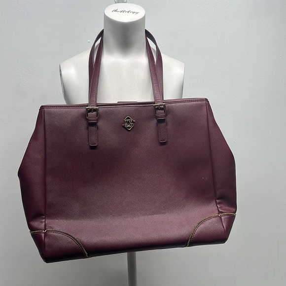 Glass Ladder Co Michelle Tote Bag Purse Leather Limited Edition Merlot Red - Picture 1 of 12